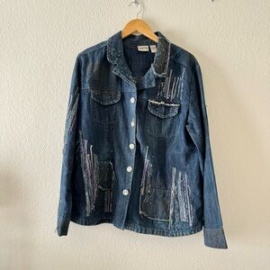 Chico’s embellished denim jacket
